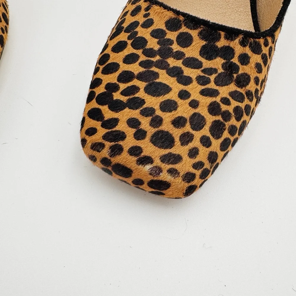 Anthropologie Leopard Print Block Heel Pumps in Tan and Black